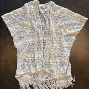 Hollister Cream Lace Kimono with Floral Design